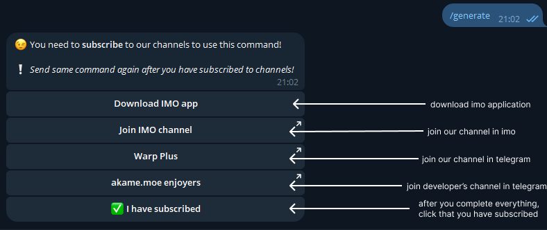 Sending /generate command